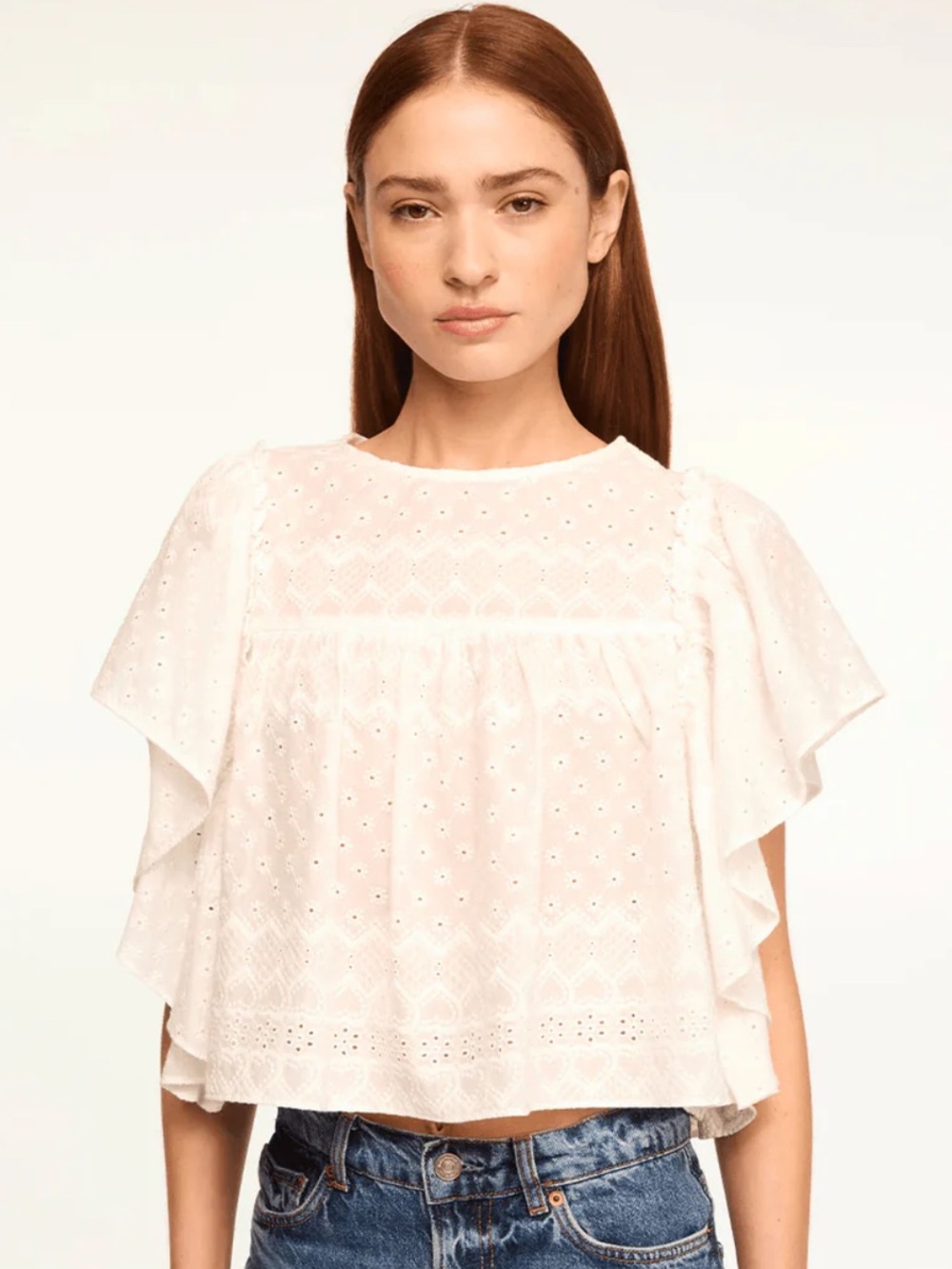 MISA Los Angeles Penelope Eyelet Ruffle Top